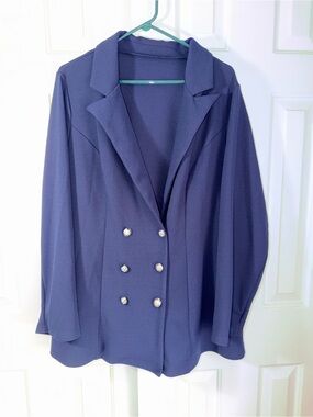 Navy Double-Breasted Women’s Blazer Jacket
